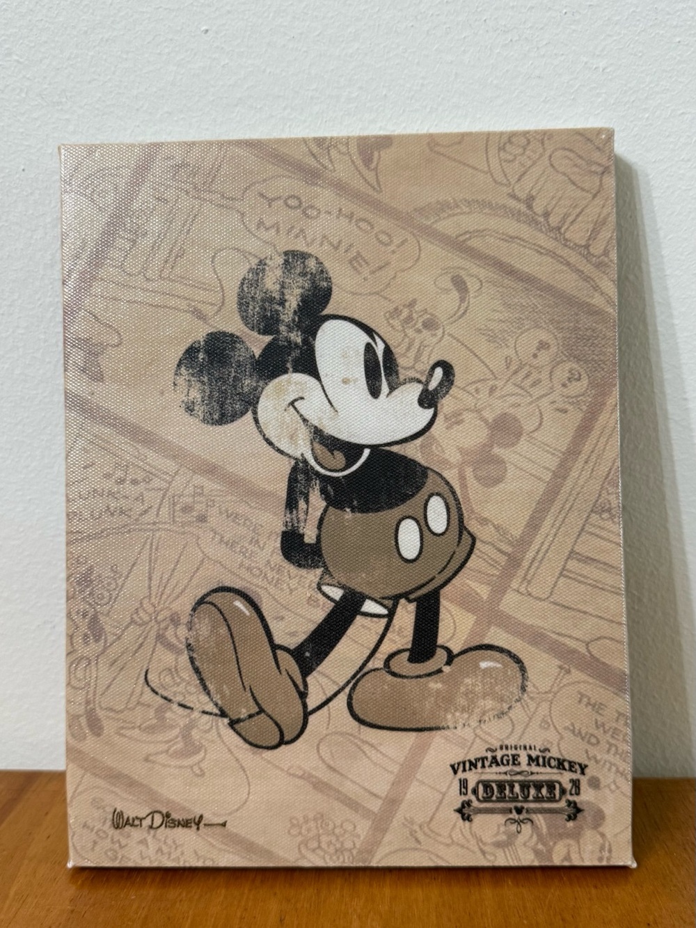 Disney Mickey Mouse Vintage Deluxe Artissimo Canvas Wall Art 6.5 x 8.5 inches